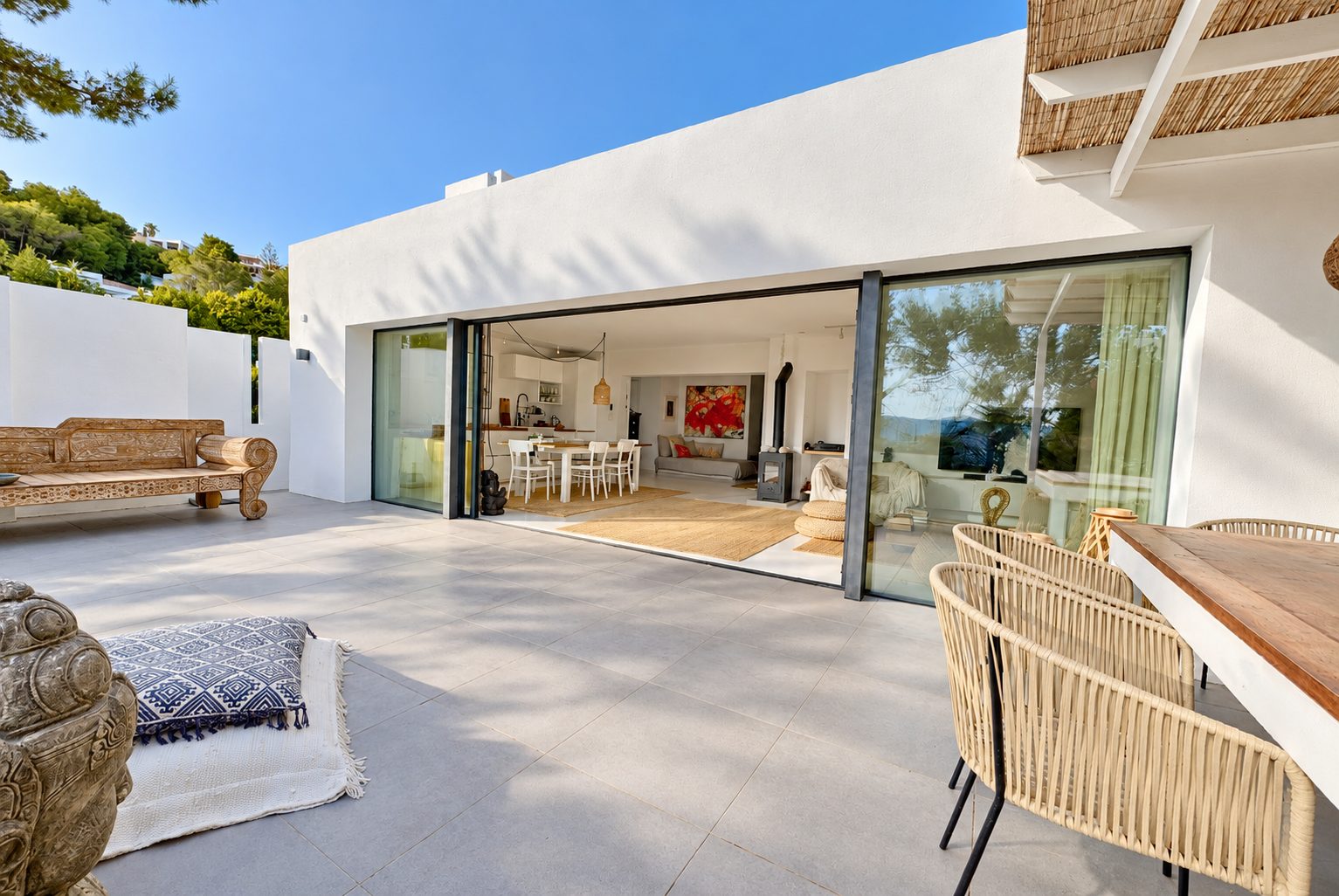 The main terrace and the open living room